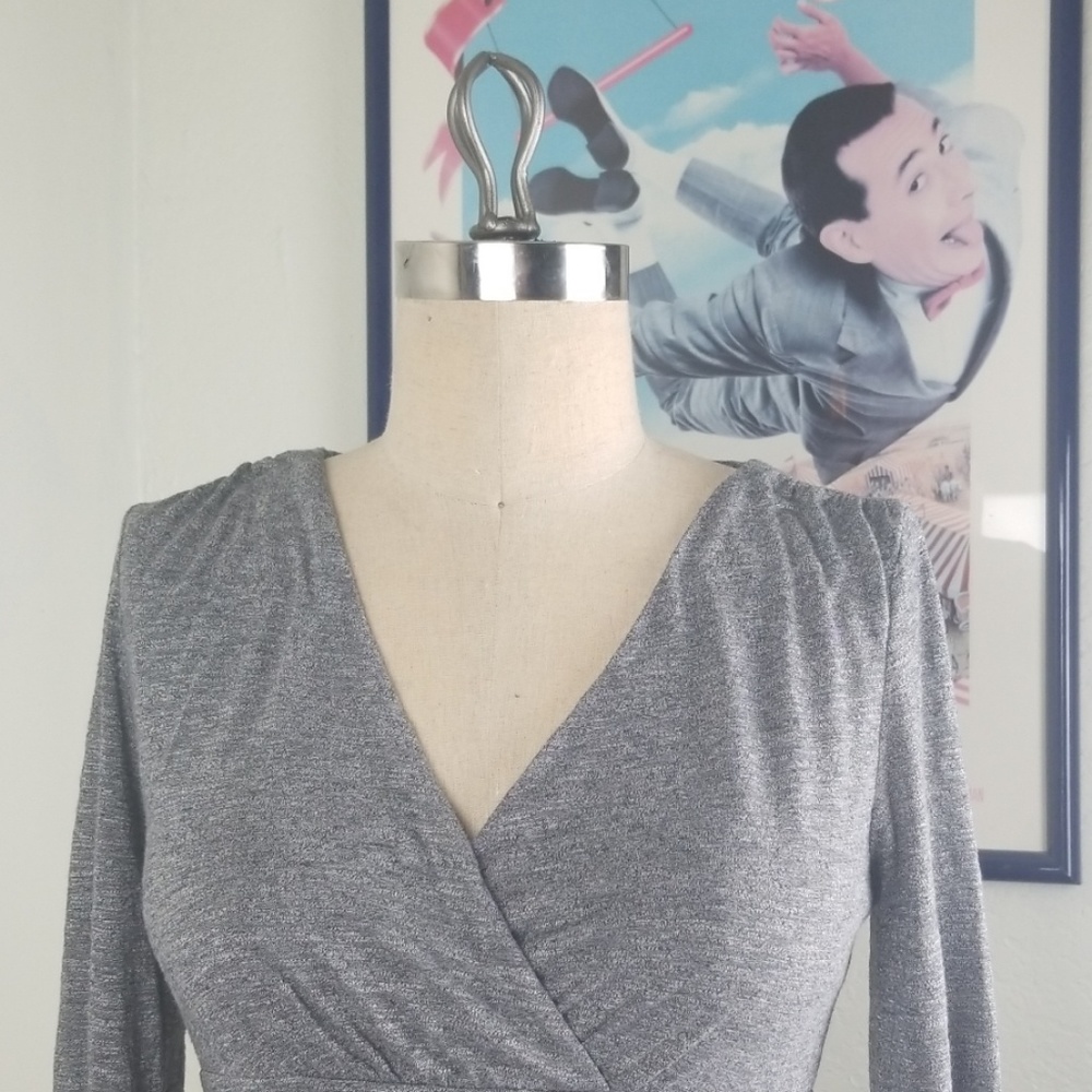 Athleta Heather Grey Wrap Around Long Sleeve Dress - Picture 3 of 8
